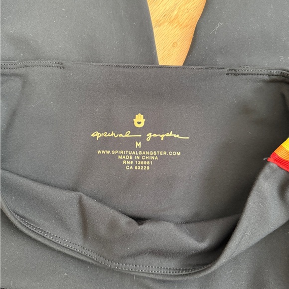 Spiritual Gangster Black Leggings with Colorful Stripes - Picture 4 of 4